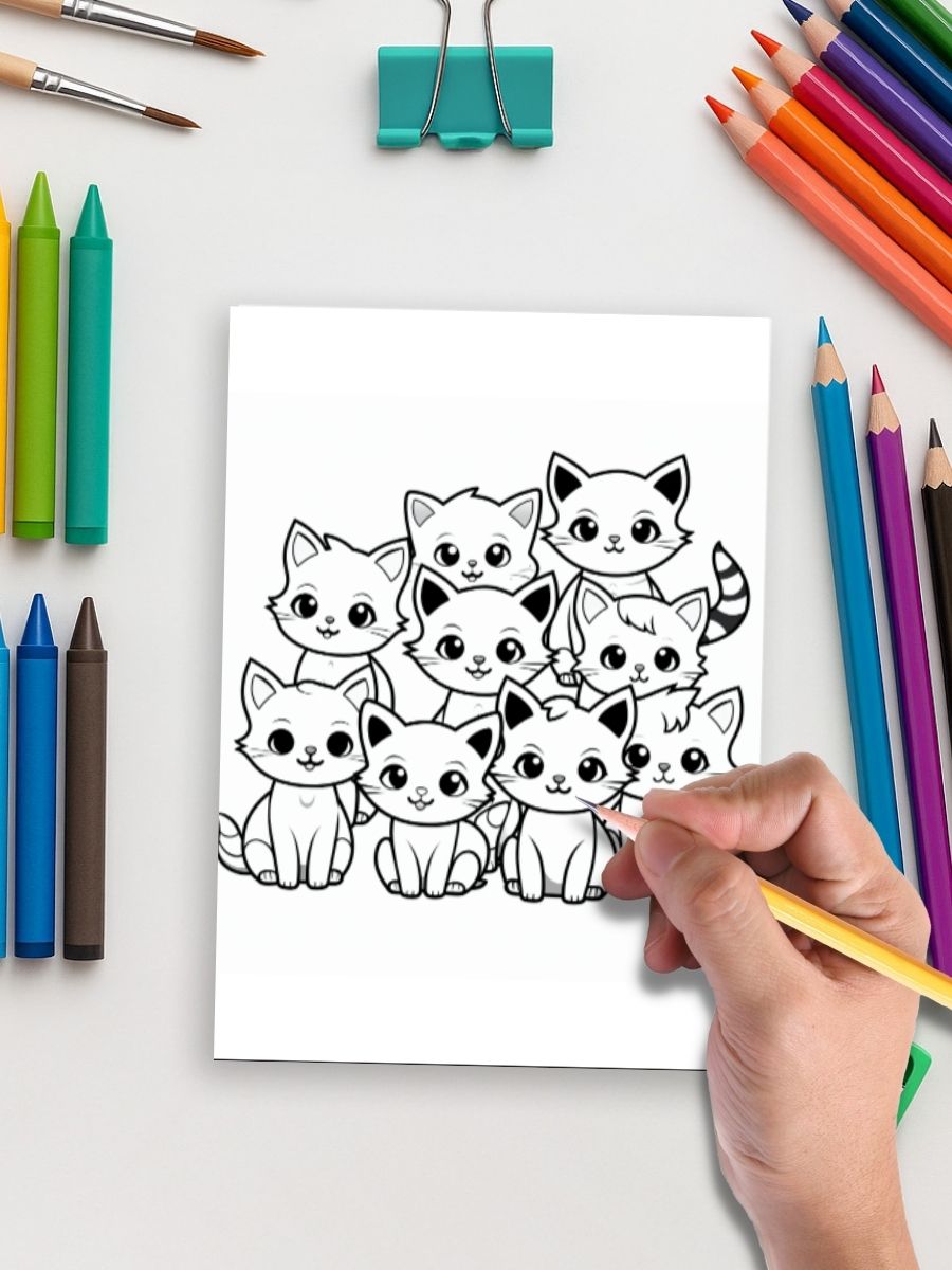 Kitten's Adventures - 21 Cat Coloring Pages 5 Kitten's Adventures - 21 Cat Coloring Pages - Image 5