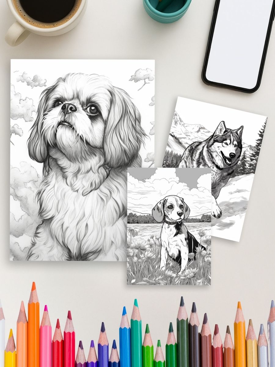 Loyal Companions – 25 Realistic Dog Coloring Pages 4 Loyal Companions – 25 Realistic Dog Coloring Pages - Image 4