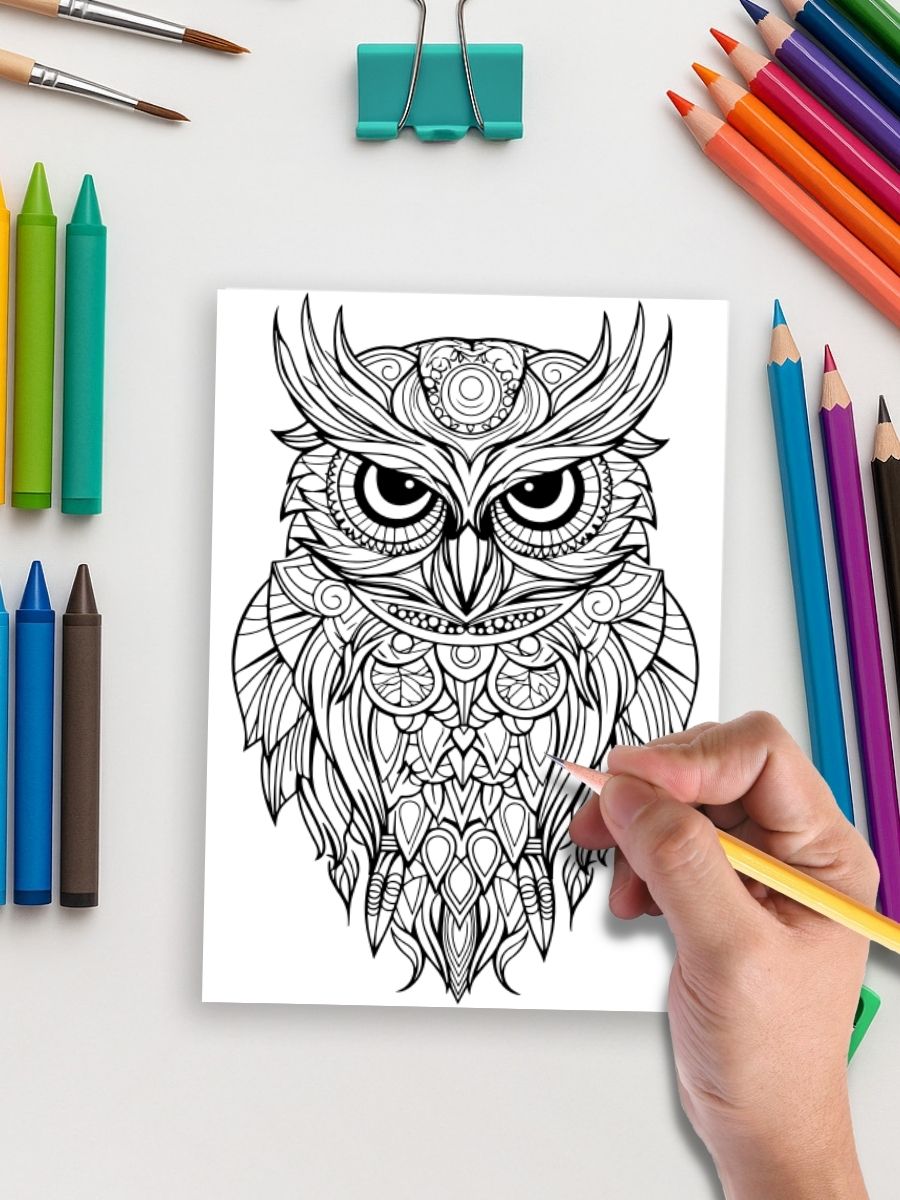Night Watchers – 50 Owl Designs to Color 5 Night Watchers – 50 Owl Designs to Color - Image 5
