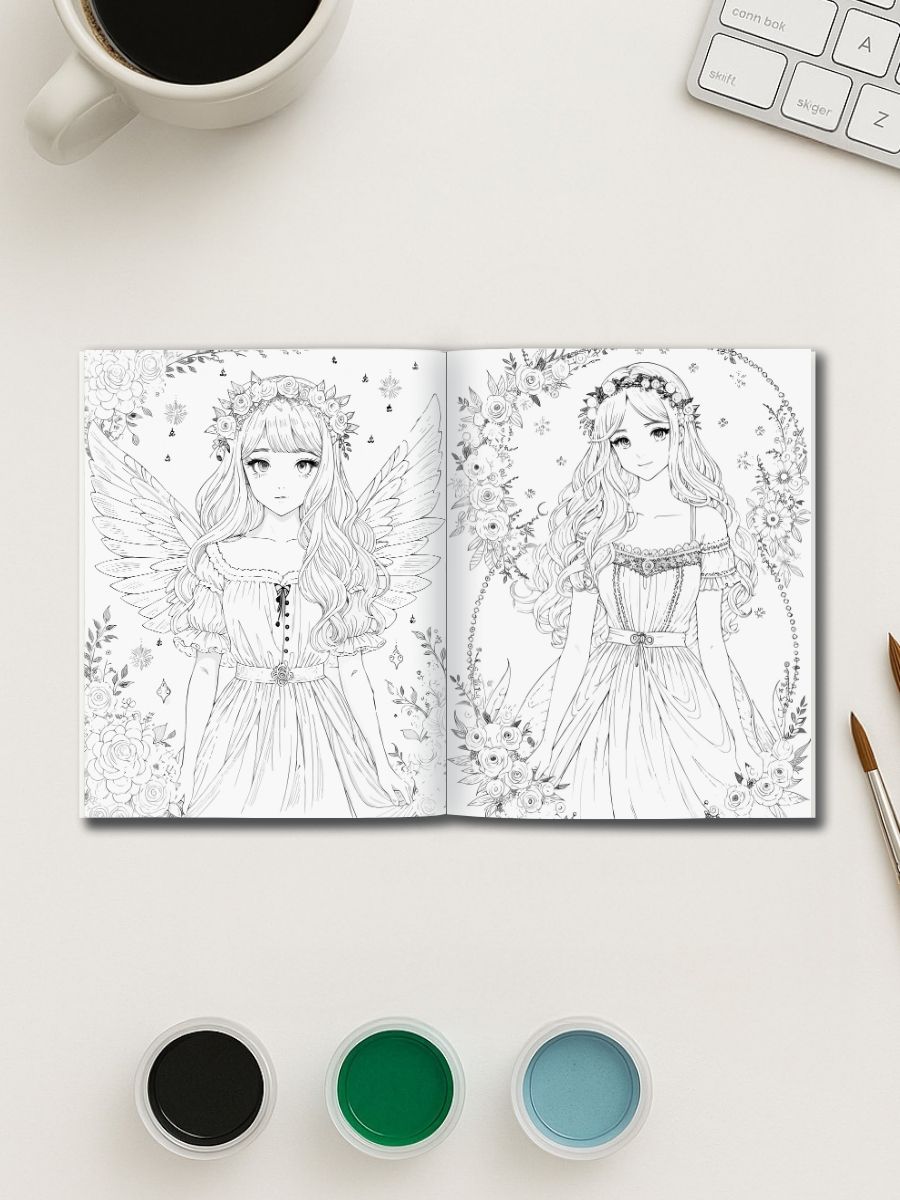 Enchanted Fairies & Flowers – 180+ Fantasy Coloring Pages 3 Enchanted Fairies & Flowers – 180+ Fantasy Coloring Pages - Image 3