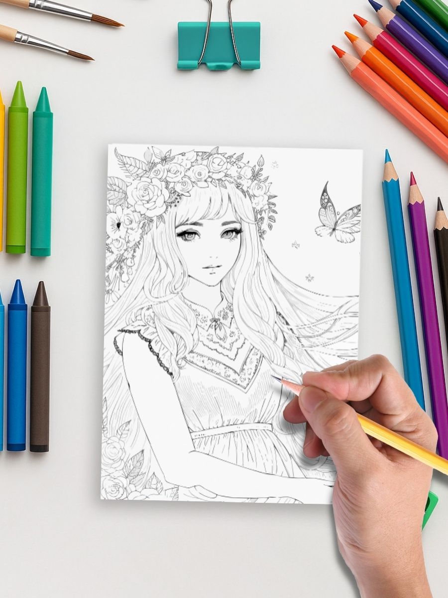 Enchanted Fairies & Flowers – 180+ Fantasy Coloring Pages 5 Enchanted Fairies & Flowers – 180+ Fantasy Coloring Pages - Image 5