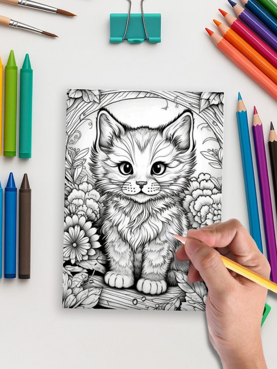Mini Meows – 70 Cute Small Cat Coloring Pages 5 Mini Meows – 70 Cute Small Cat Coloring Pages - Image 5