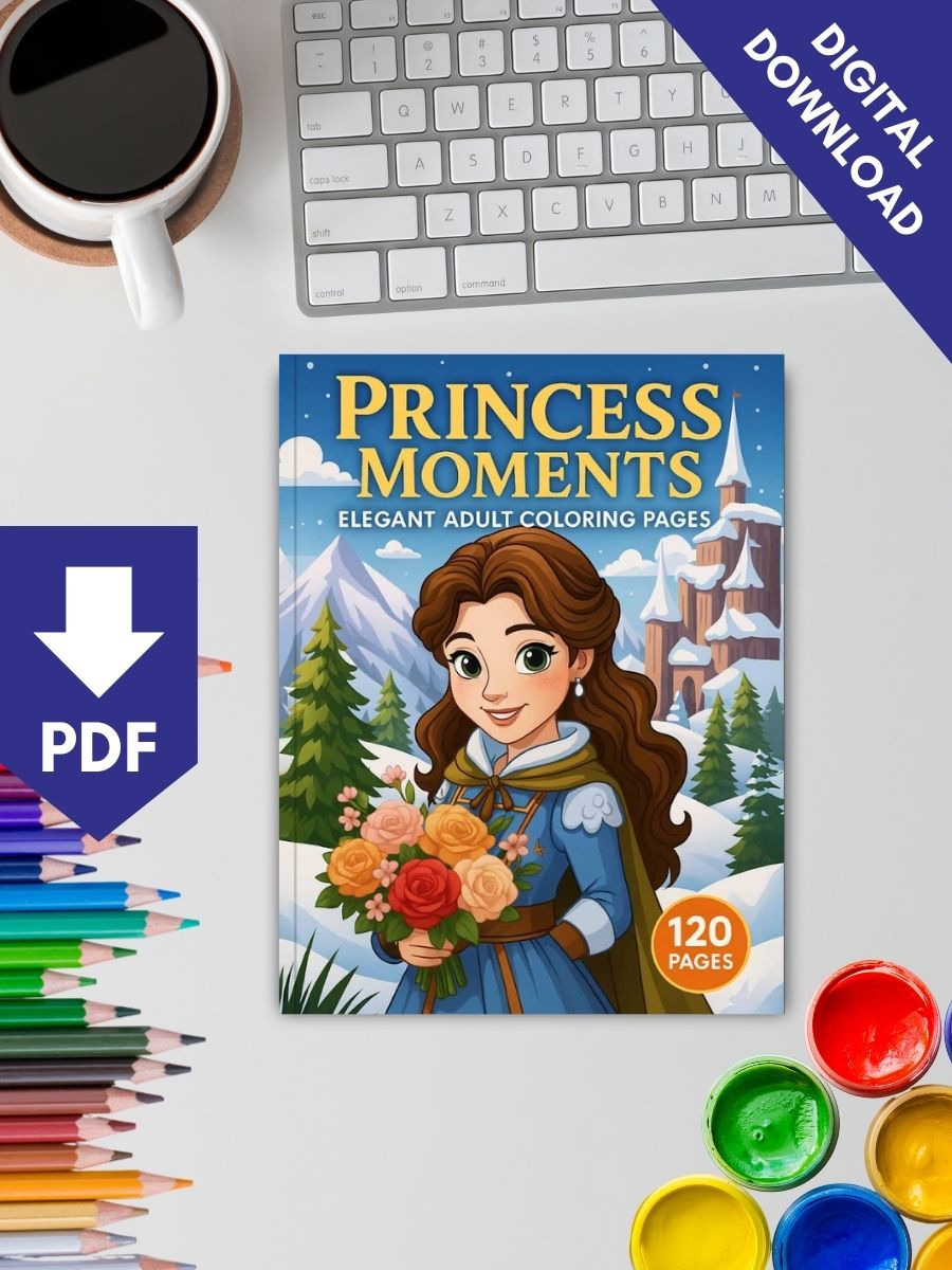 Princess Moments – 120 Elegant Adult Coloring Pages 2 Princess Moments – 120 Elegant Adult Coloring Pages - Image 2