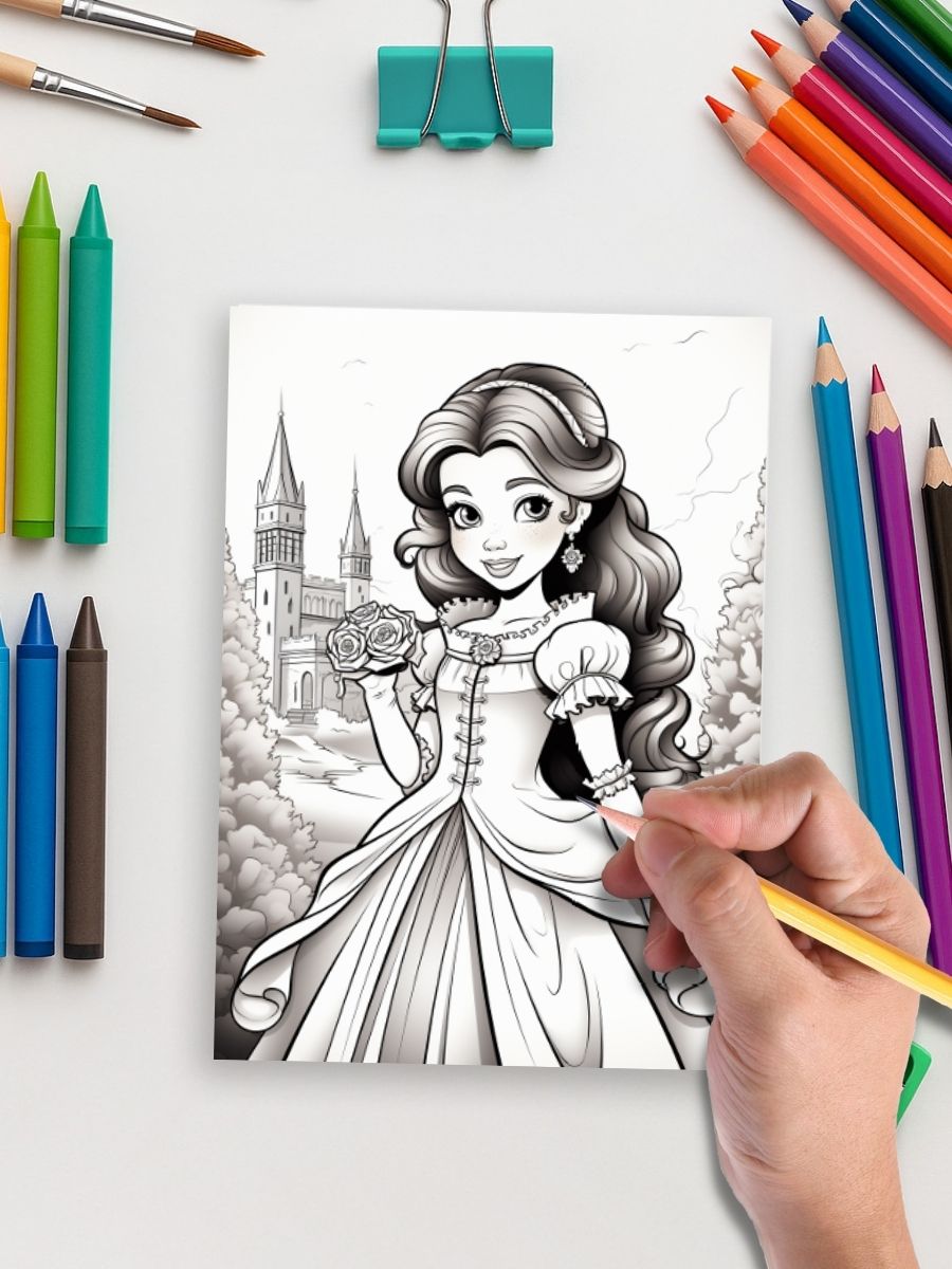 Princess Moments – 120 Elegant Adult Coloring Pages 5 Princess Moments – 120 Elegant Adult Coloring Pages - Image 5