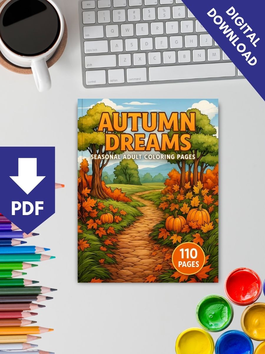 Autumn Dreams – 110 Seasonal Adult Coloring Pages 2 Autumn Dreams – 110 Seasonal Adult Coloring Pages - Image 2