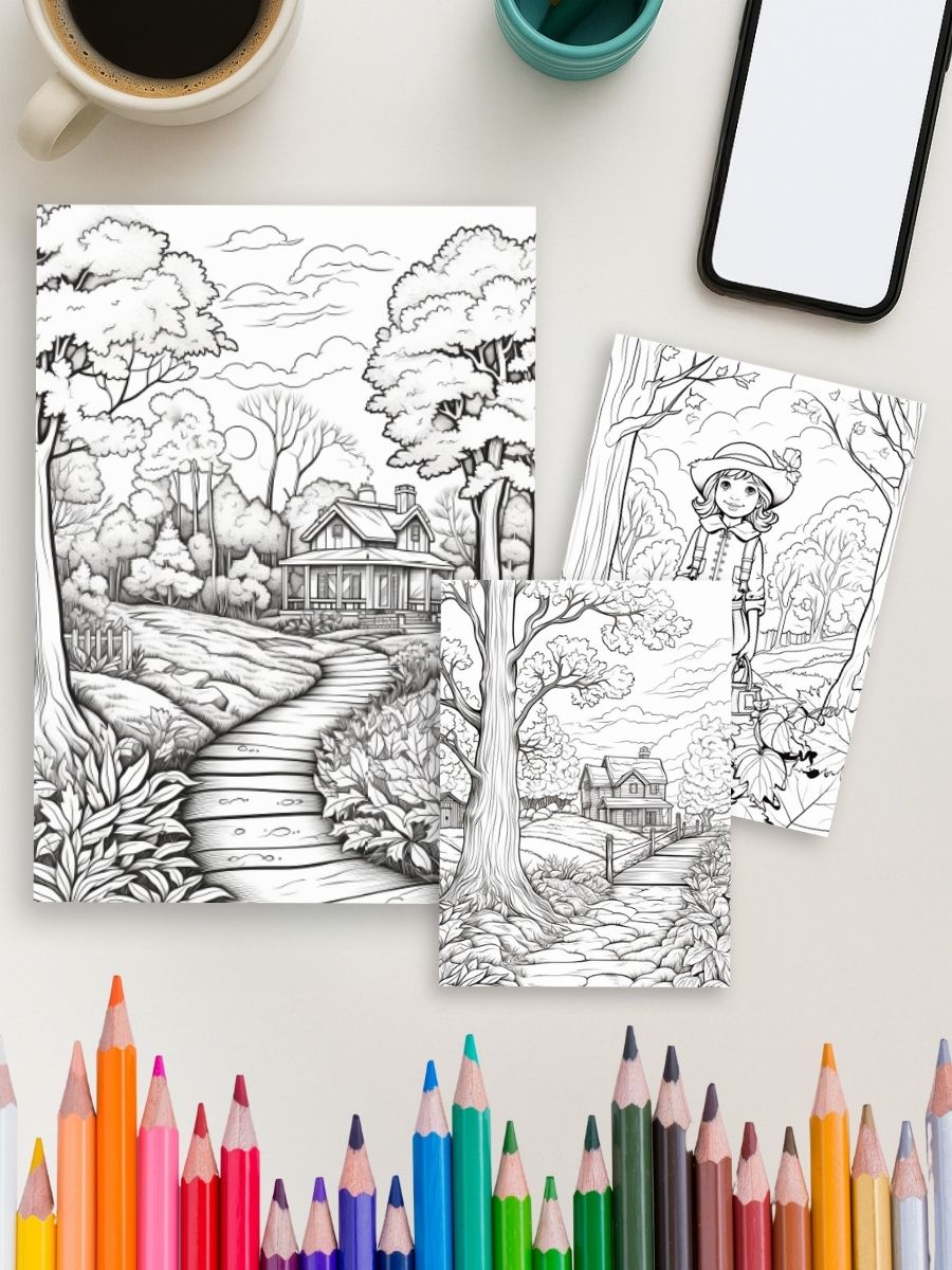 Autumn Dreams – 110 Seasonal Adult Coloring Pages 4 Autumn Dreams – 110 Seasonal Adult Coloring Pages - Image 4