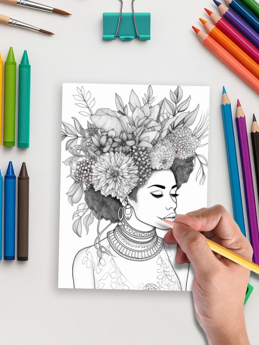 Bold & Beautiful – 1366 Black Women Coloring Page Mega Bundle 5 Bold & Beautiful – 1366 Black Women Coloring Page Mega Bundle - Image 5