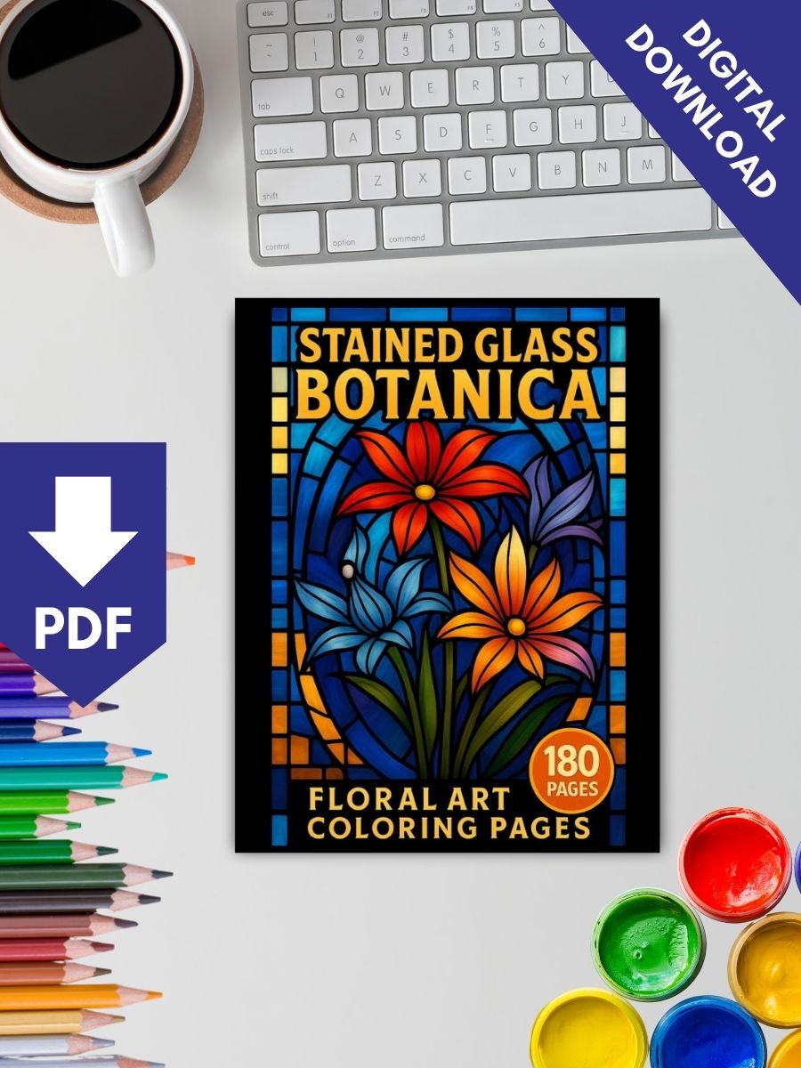 Stained Glass Botanica – 180 Floral Art Pages 2 Stained Glass Botanica – 180 Floral Art Pages - Image 2