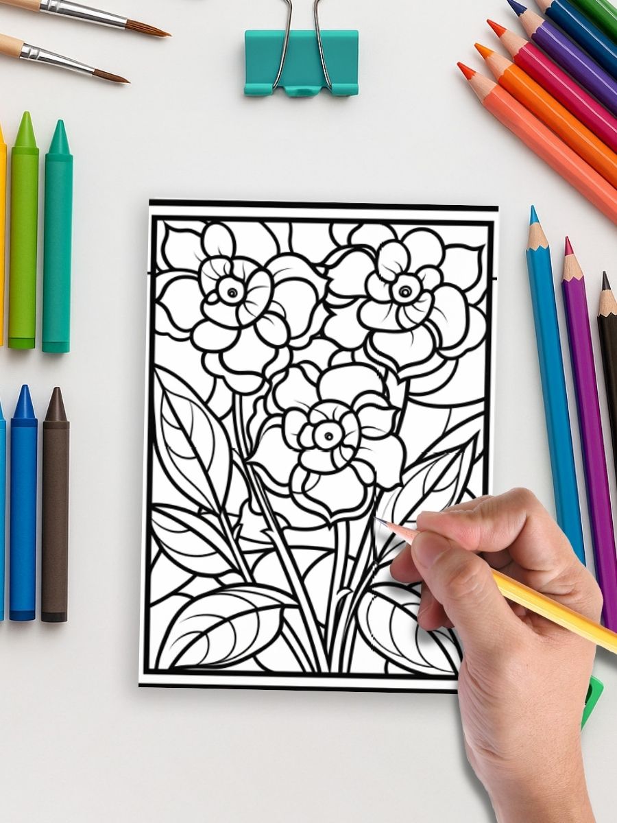 Stained Glass Botanica – 180 Floral Art Pages 5 Stained Glass Botanica – 180 Floral Art Pages - Image 5