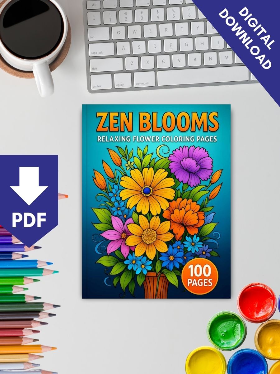 Zen Blooms – 100 Relaxing Flower Coloring Pages 2 Zen Blooms – 100 Relaxing Flower Coloring Pages - Image 2