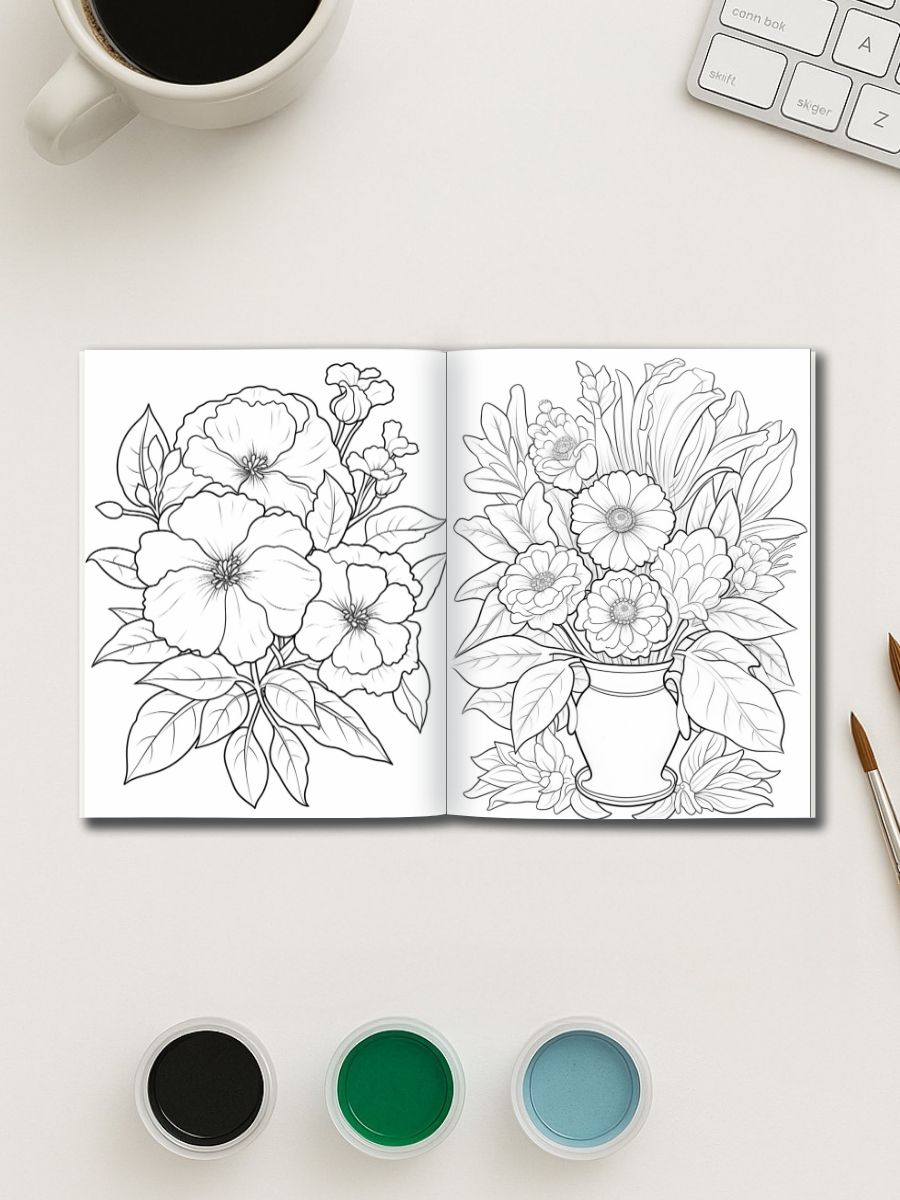Zen Blooms – 100 Relaxing Flower Coloring Pages 3 Zen Blooms – 100 Relaxing Flower Coloring Pages - Image 3
