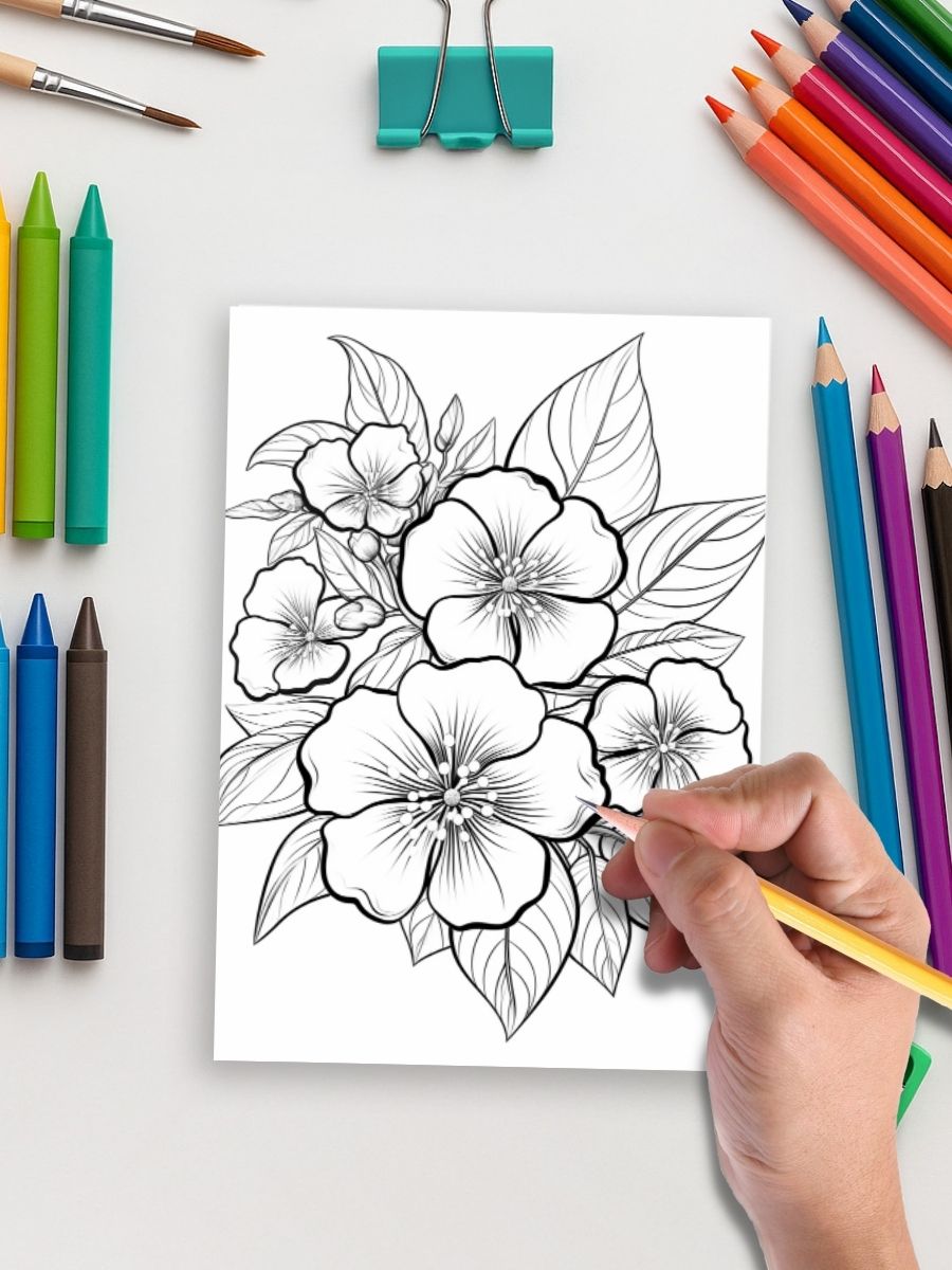 Zen Blooms – 100 Relaxing Flower Coloring Pages 5 Zen Blooms – 100 Relaxing Flower Coloring Pages - Image 5