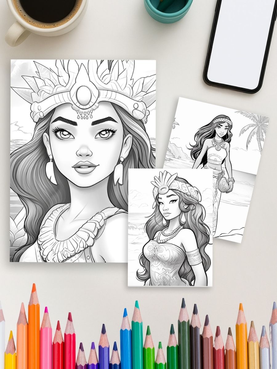 Island Royalty – 45 Polynesian Princess Coloring Pages 4 Island Royalty – 45 Polynesian Princess Coloring Pages - Image 4