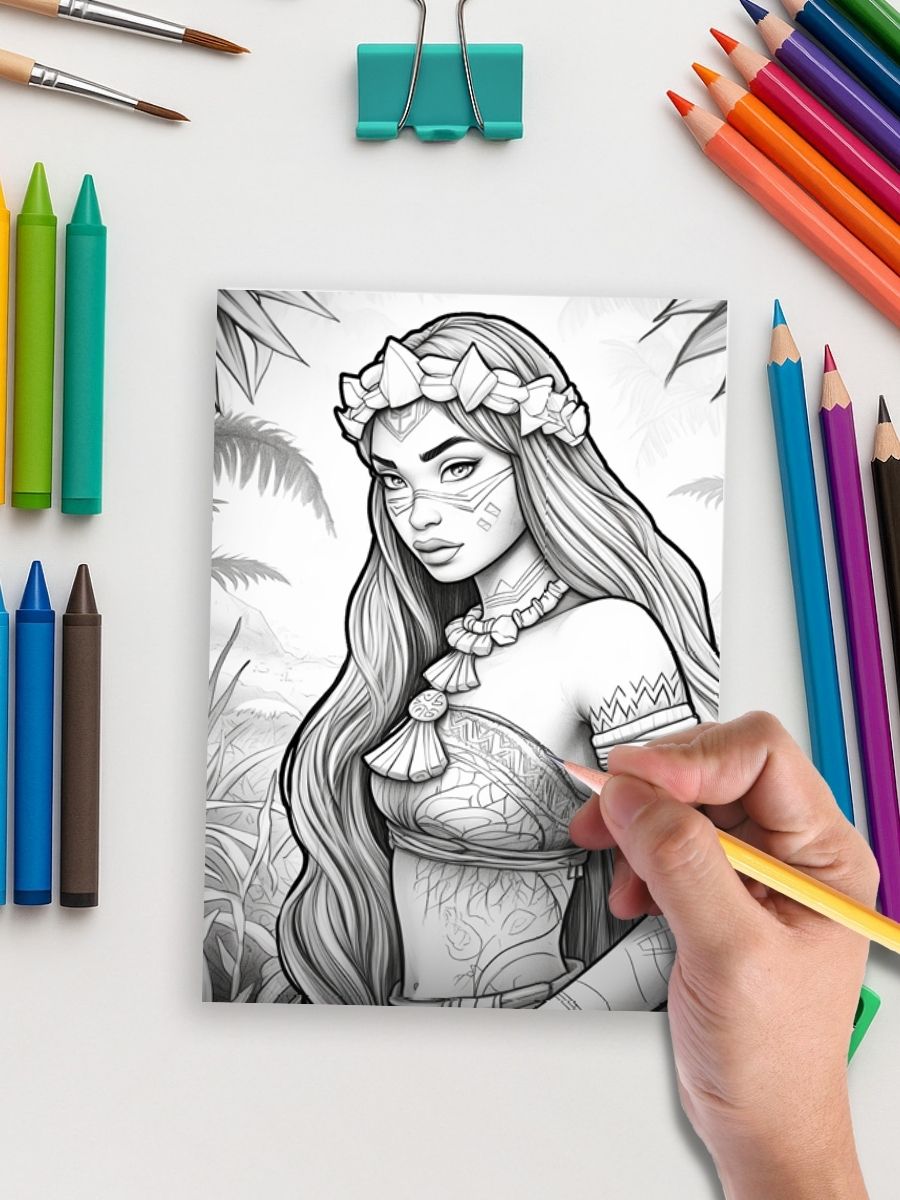 Island Royalty – 45 Polynesian Princess Coloring Pages 5 Island Royalty – 45 Polynesian Princess Coloring Pages - Image 5