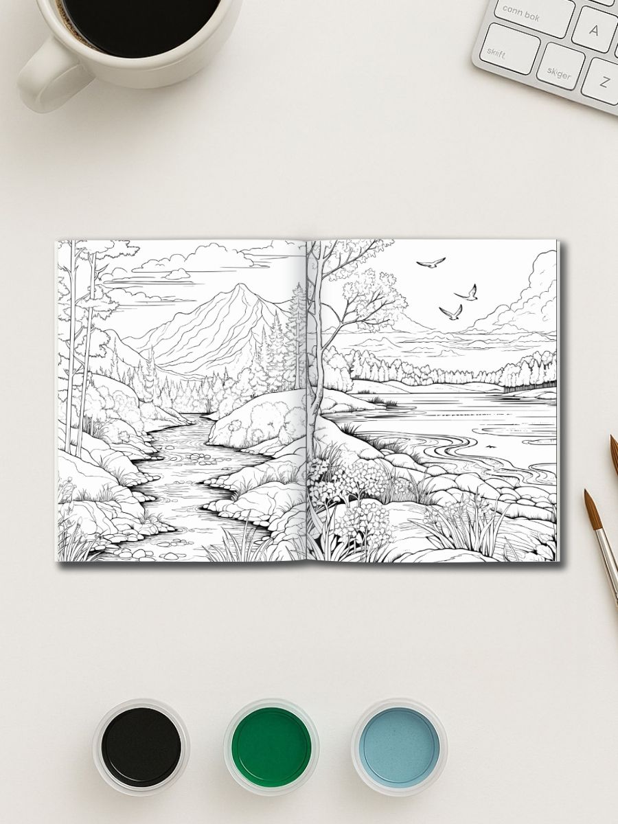Nature Escapes – 50 Scenic Landscape Coloring Pages 3 Nature Escapes – 50 Scenic Landscape Coloring Pages - Image 3