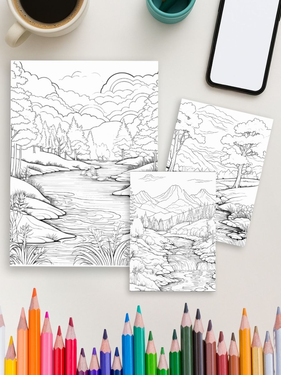 Nature Escapes – 50 Scenic Landscape Coloring Pages 4 Nature Escapes – 50 Scenic Landscape Coloring Pages - Image 4