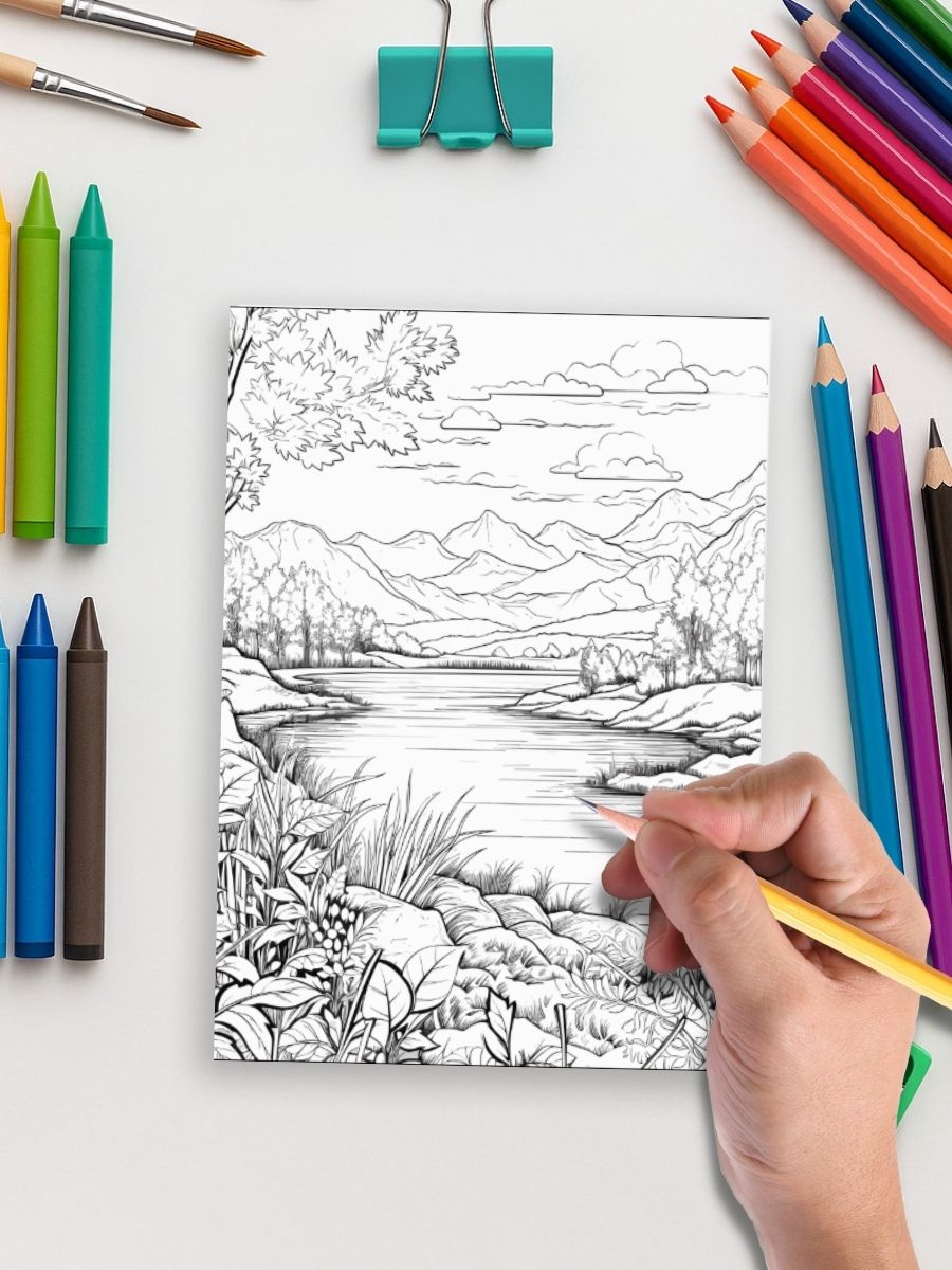 Nature Escapes – 50 Scenic Landscape Coloring Pages 5 Nature Escapes – 50 Scenic Landscape Coloring Pages - Image 5
