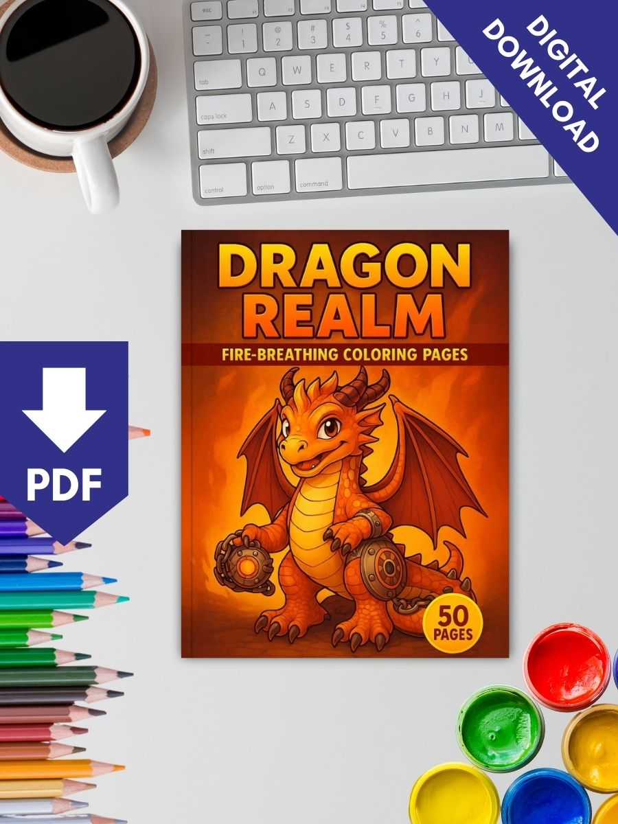 Dragon Realm – 50 Fire-Breathing Coloring Pages 2 Dragon Realm – 50 Fire-Breathing Coloring Pages - Image 2