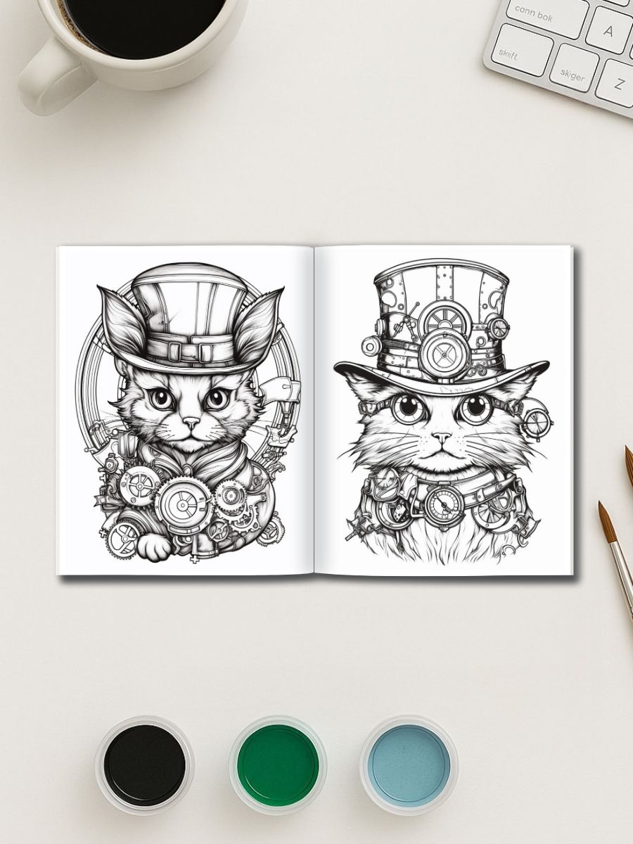 Steampunk Cats – 50 Steampunk-Themed Cat Pages 3 Steampunk Cats – 50 Steampunk-Themed Cat Pages - Image 3