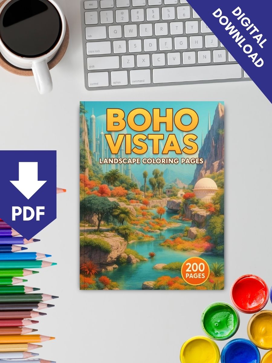 Boho Vistas – 200 Landscape Coloring Pages 2 Boho Vistas – 200 Landscape Coloring Pages - Image 2