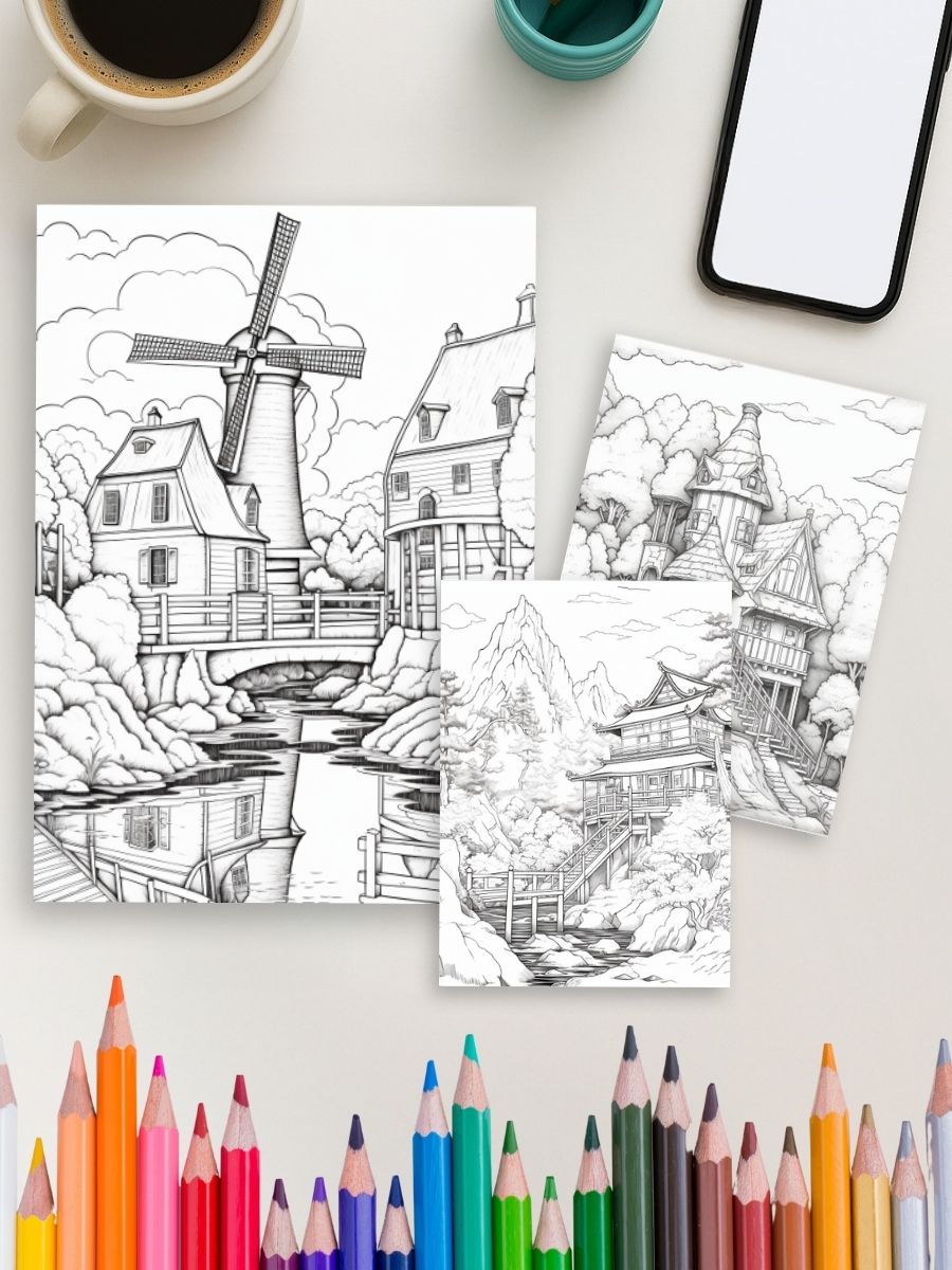 Boho Vistas – 200 Landscape Coloring Pages 4 Boho Vistas – 200 Landscape Coloring Pages - Image 4