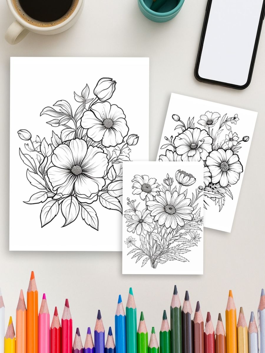 Wild Bloom – 230 Wild Flower Coloring Pages 4 Wild Bloom – 230 Wild Flower Coloring Pages - Image 4