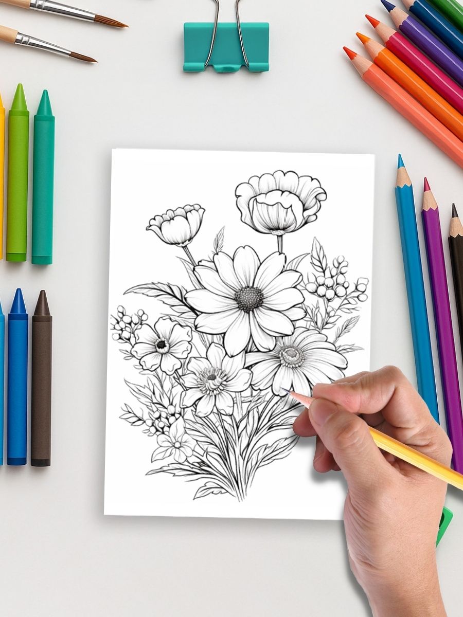 Wild Bloom – 230 Wild Flower Coloring Pages 5 Wild Bloom – 230 Wild Flower Coloring Pages - Image 5
