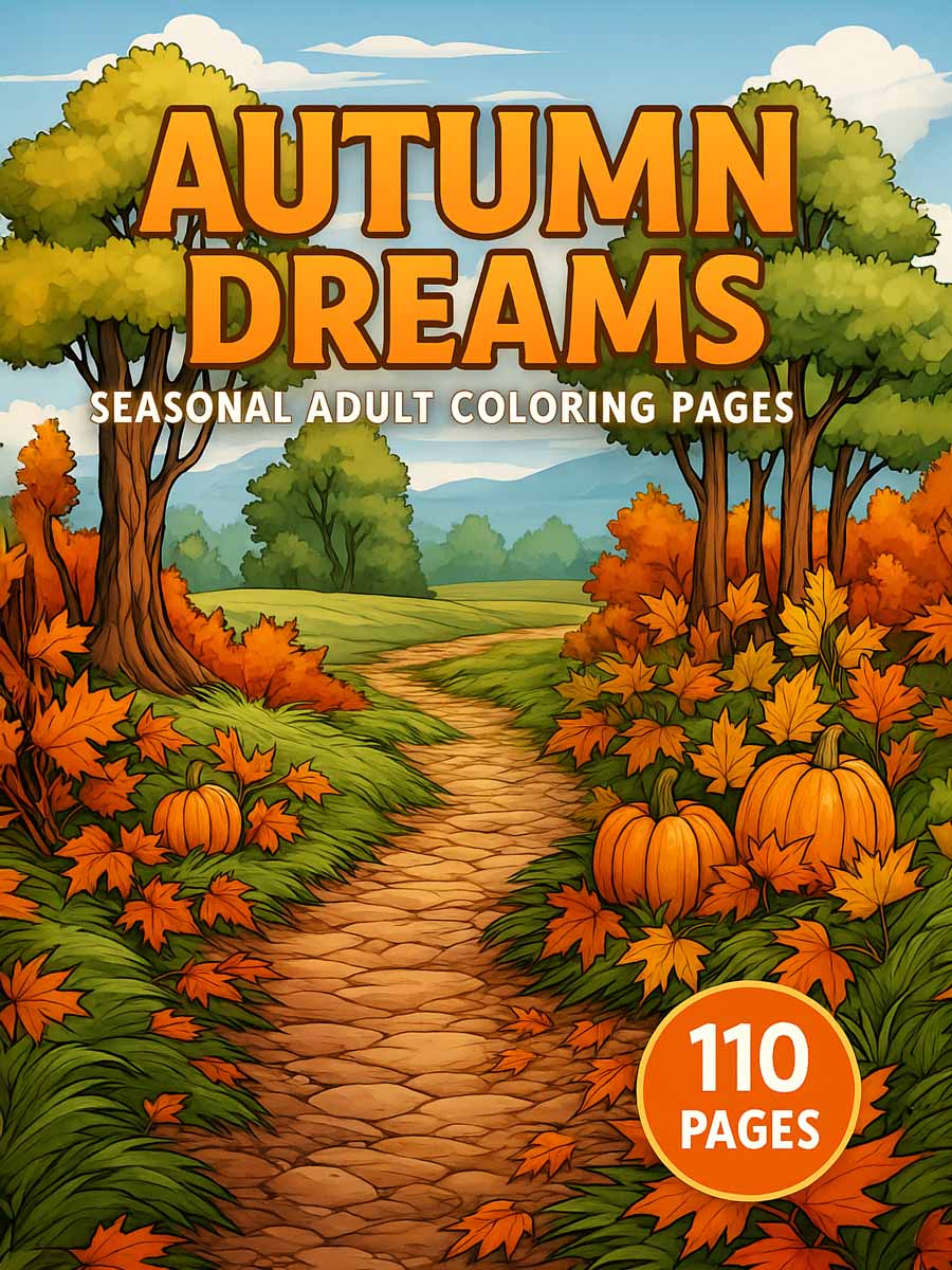 Autumn Dreams – 110 Seasonal Adult Coloring Pages 1 Autumn Dreams – 110 Seasonal Adult Coloring Pages