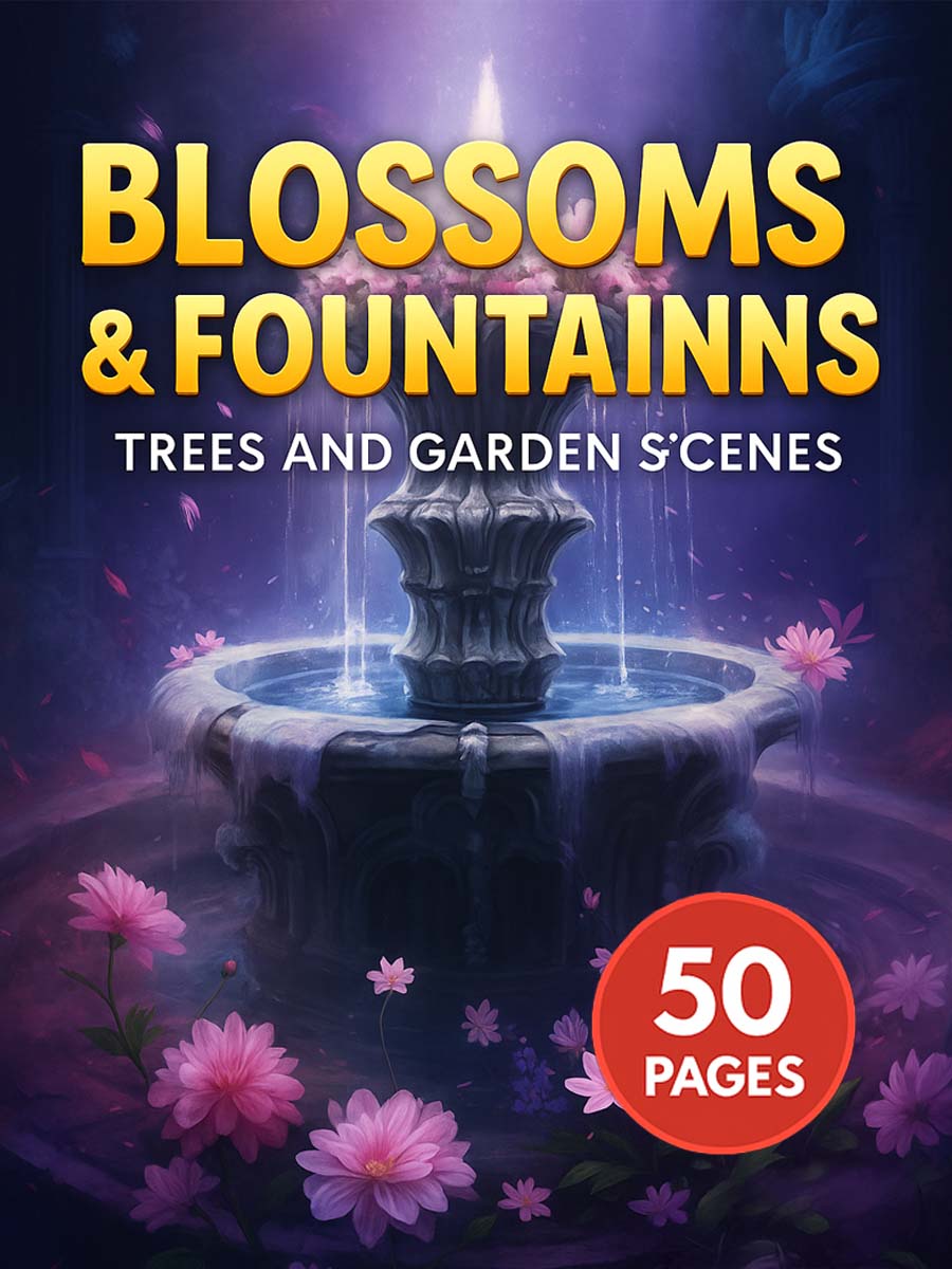 Blossoms & Fountains – 50 Trees and Garden Scenes 1 Blossoms & Fountains – 50 Trees and Garden Scenes