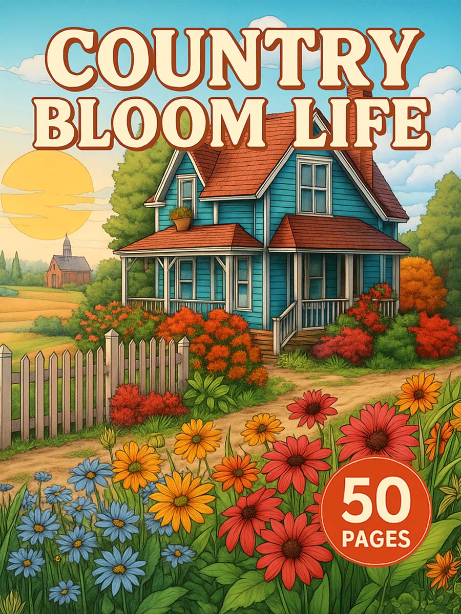 Country Bloom Life – 50 Rustic Country-Themed Pages 1 Country Bloom Life – 50 Rustic Country-Themed Pages