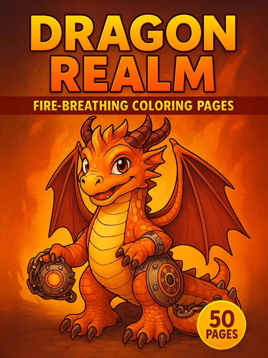 Dragon Realm – 50 Fire-Breathing Coloring Pages 1 Dragon Realm – 50 Fire-Breathing Coloring Pages
