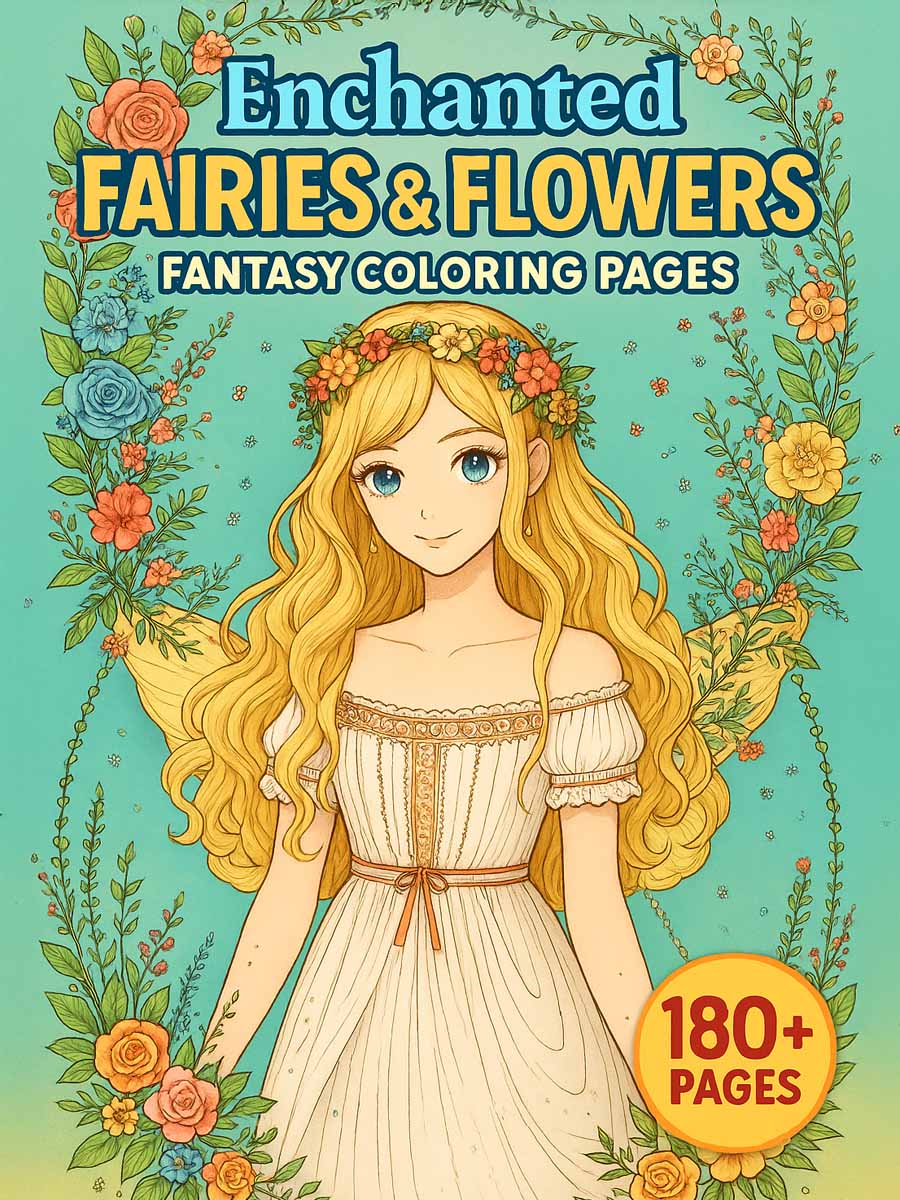 Enchanted Fairies & Flowers – 180+ Fantasy Coloring Pages 1 Enchanted Fairies & Flowers – 180+ Fantasy Coloring Pages