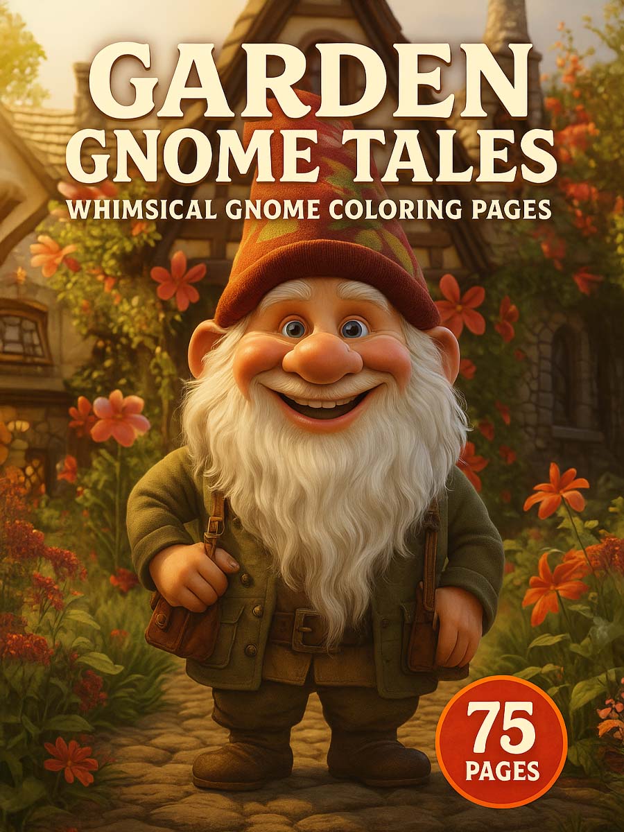 Garden Gnome Tales – 75 Whimsical Gnome Coloring Pages 1 Garden Gnome Tales – 75 Whimsical Gnome Coloring Pages
