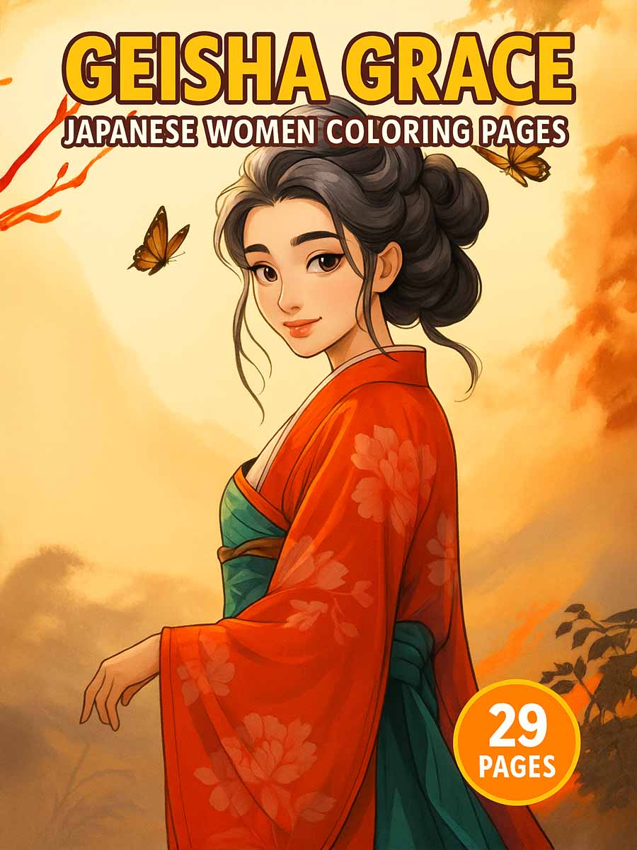 Geisha Grace – 29 Japanese Women Coloring Pages 1 Geisha Grace – 29 Japanese Women Coloring Pages