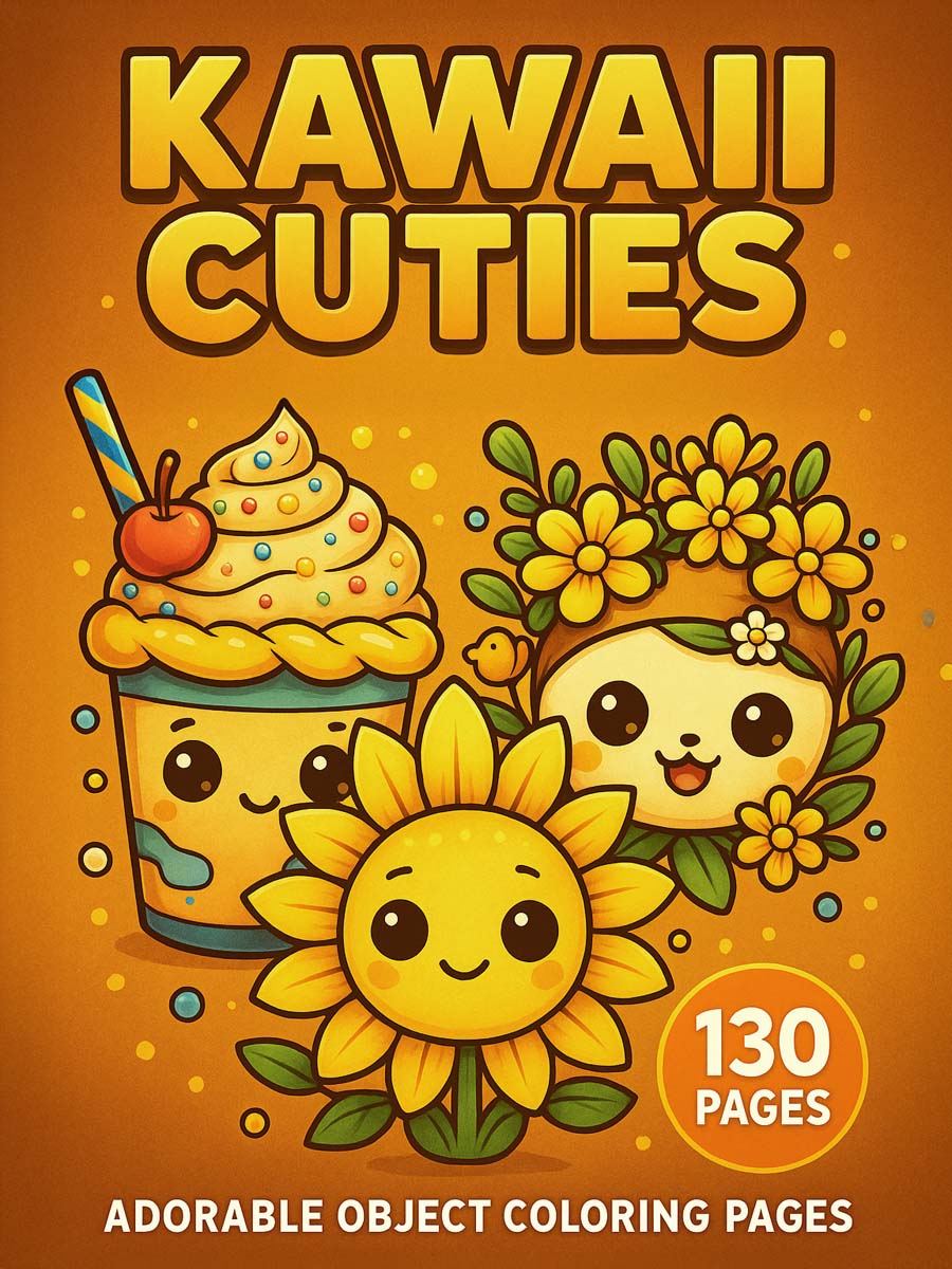 Kawaii Cuties – 130 Adorable Everyday Object Coloring Pages 1 Kawaii Cuties – 130 Adorable Everyday Object Coloring Pages