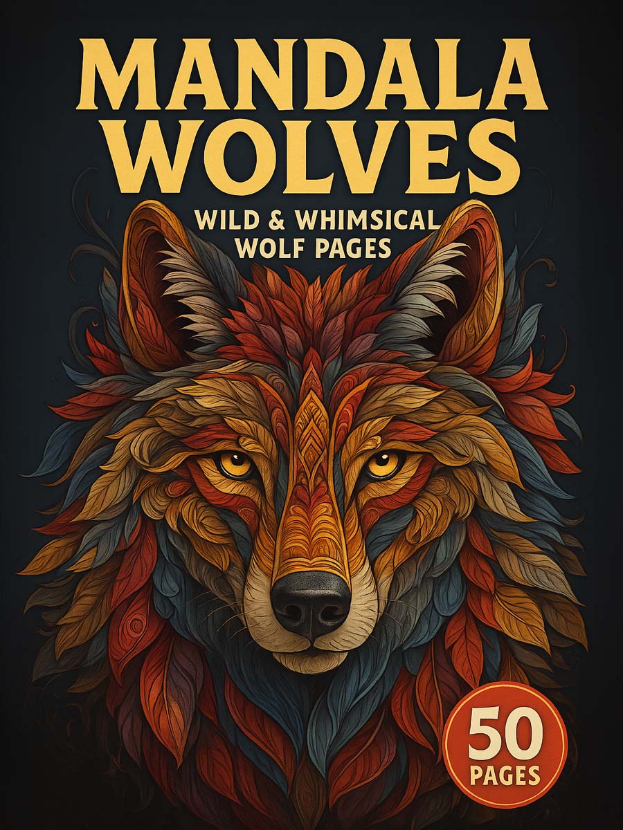 Mandala Wolves – 50 Wild & Whimsical Wolf Pages 1 Mandala Wolves – 50 Wild & Whimsical Wolf Pages