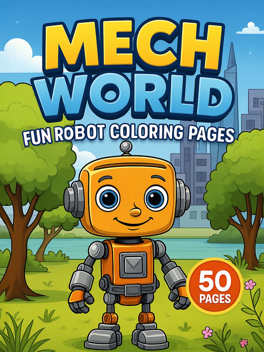 Mech World – 50 Fun Robot Coloring Pages 1 Mech World – 50 Fun Robot Coloring Pages