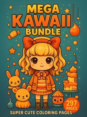 Coloring Pages for Kids 24 Mega Kawaii Bundle – 297 Super Cute Coloring Pages