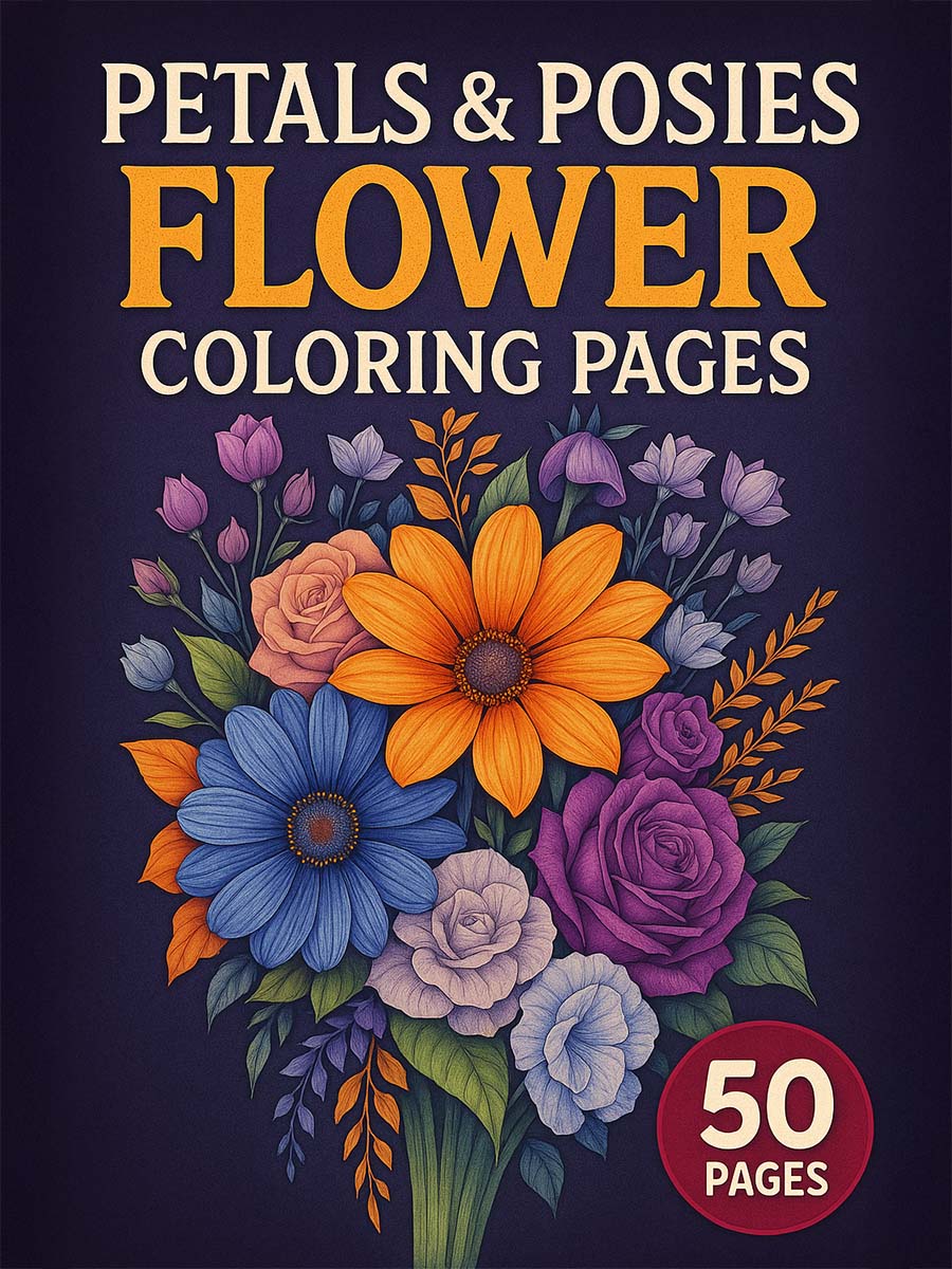 Petals & Posies – 50 Flower Coloring Pages 1 Petals & Posies – 50 Flower Coloring Pages
