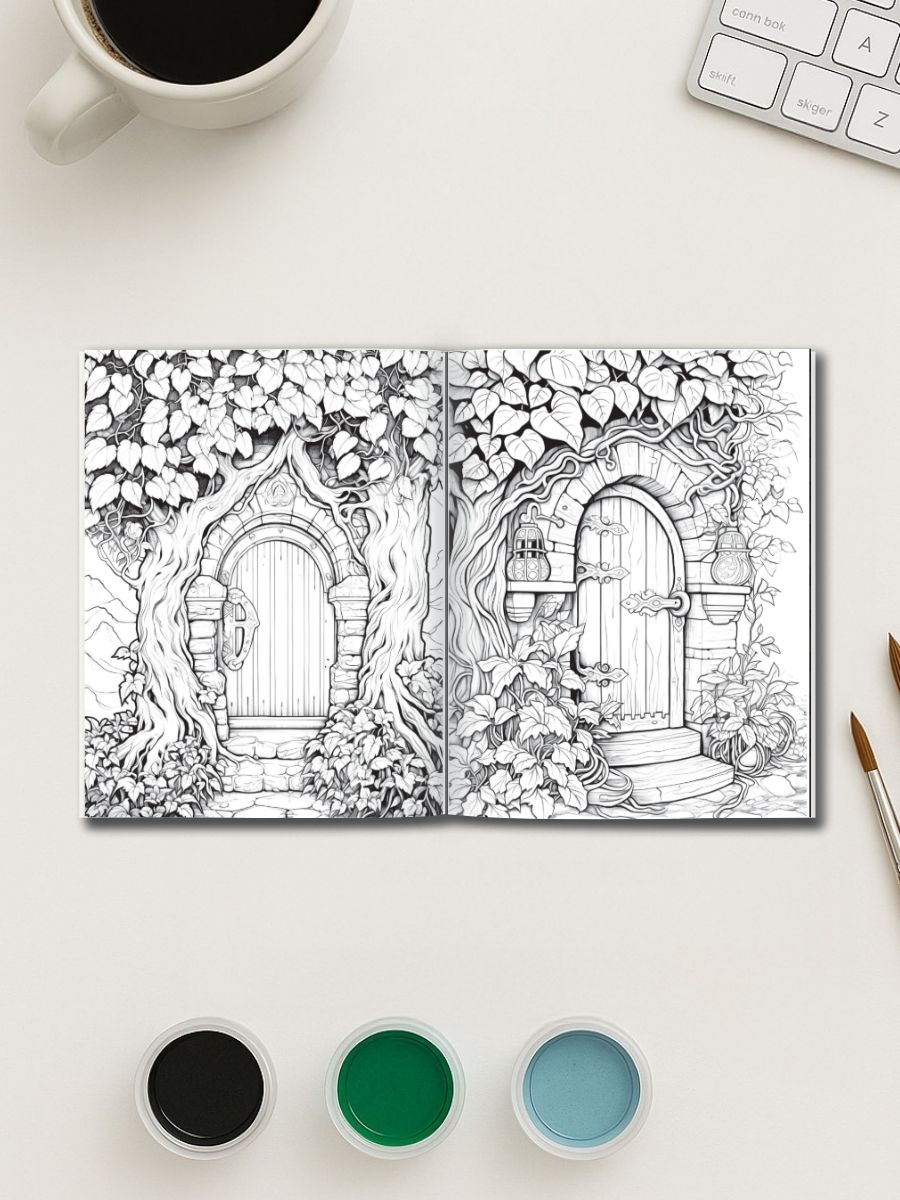 Homes in Bloom – 100 Floral House Coloring Pages 4 Homes in Bloom – 100 Floral House Coloring Pages - Image 4