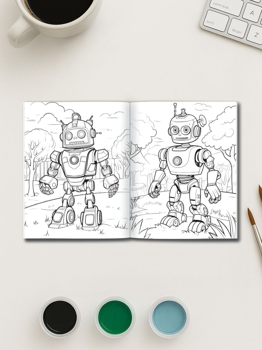 Mech World – 50 Fun Robot Coloring Pages 3 Mech World – 50 Fun Robot Coloring Pages - Image 3