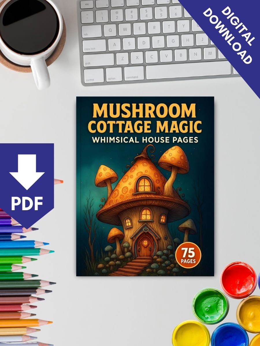 Mushroom Cottage Magic – 75 Whimsical House Pages 2 Mushroom Cottage Magic – 75 Whimsical House Pages - Image 2