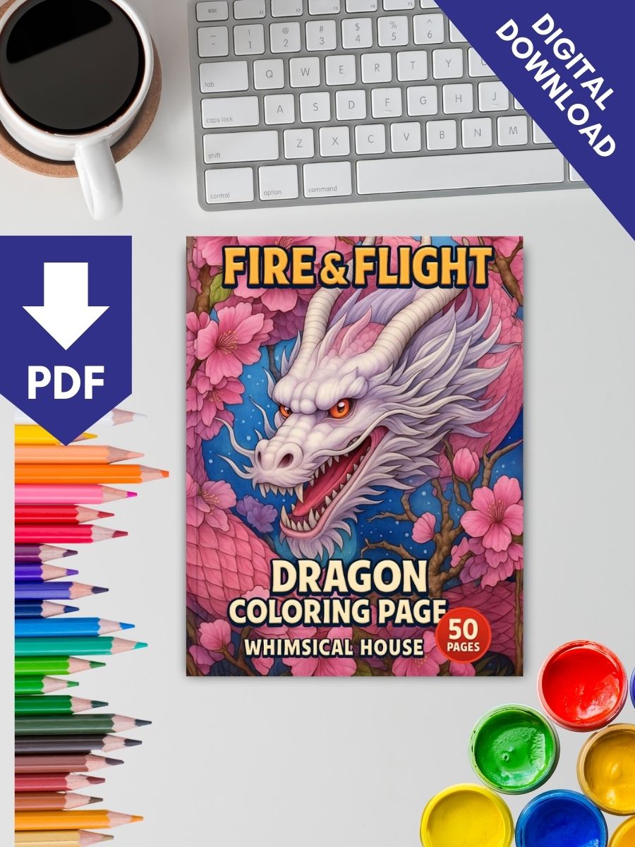 Fire & Flight – 50 Dragon Coloring Pages 2 Fire & Flight – 50 Dragon Coloring Pages - Image 2