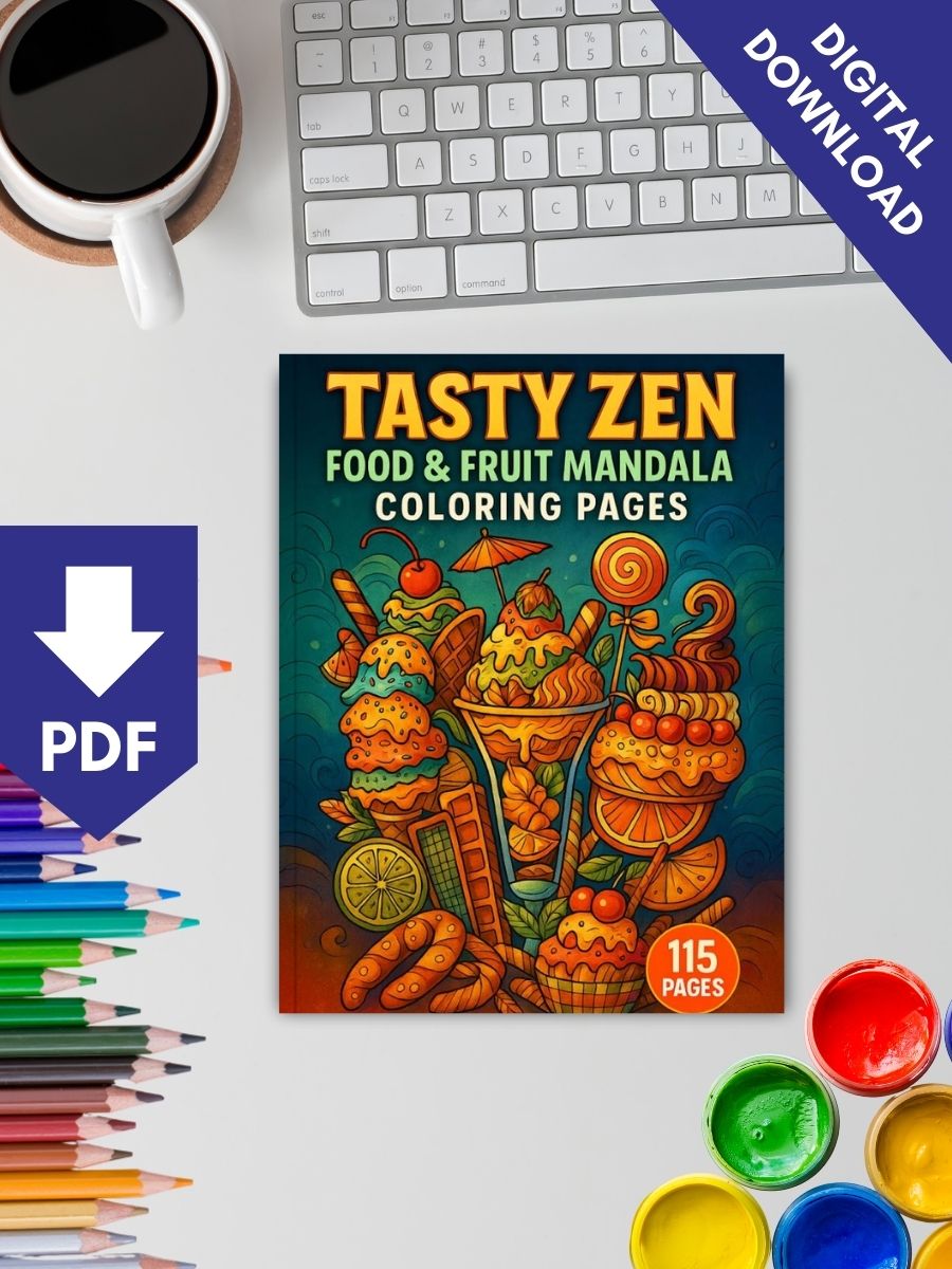 Tasty Zen – 115 Food & Fruit Mandala Coloring Pages 2 Tasty Zen – 115 Food & Fruit Mandala Coloring Pages - Image 2