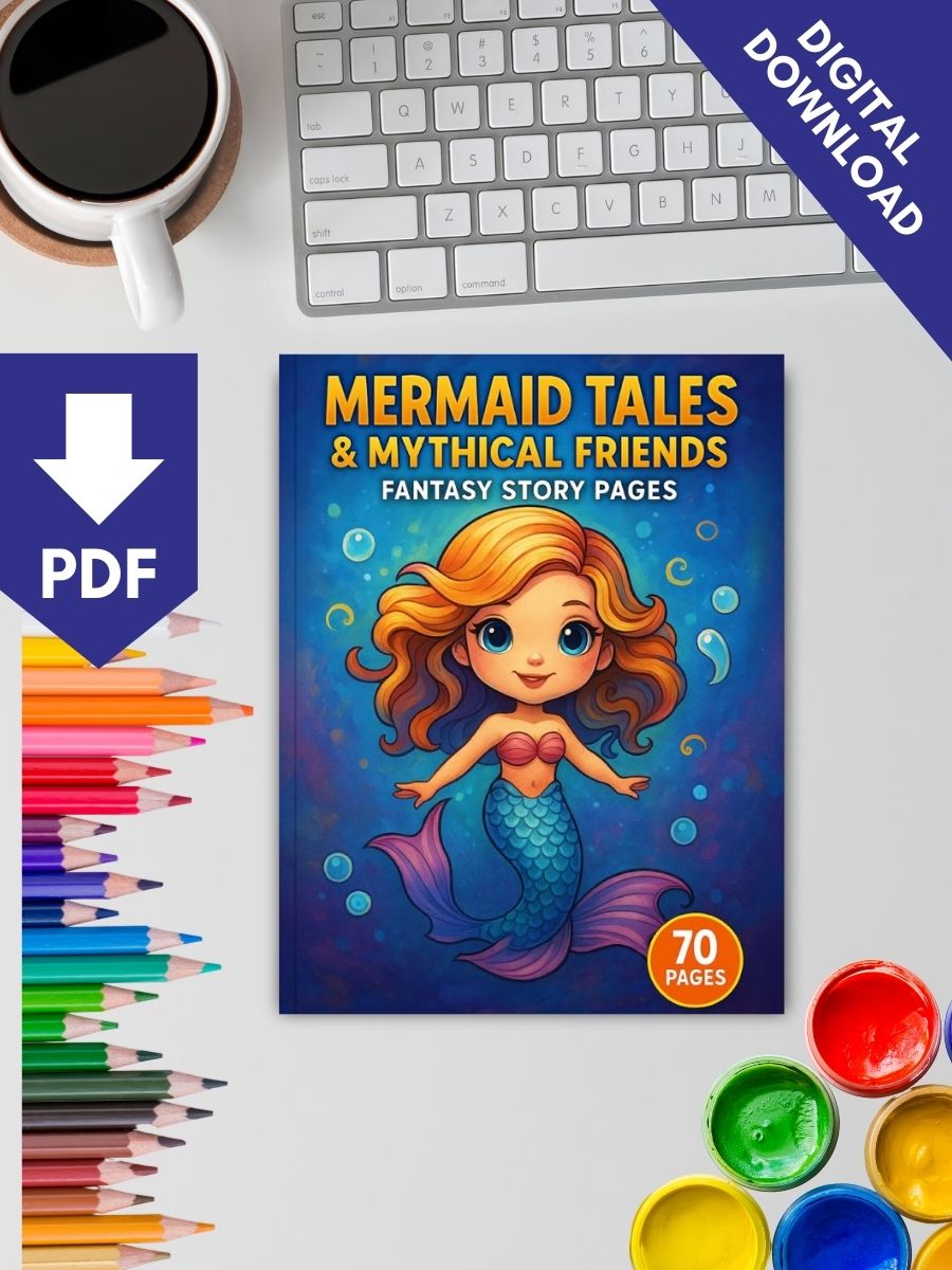 Mermaid Tales & Mythical Friends – 70 Fantasy Story Coloring Pages 2 Mermaid Tales & Mythical Friends – 70 Fantasy Story Coloring Pages - Image 2