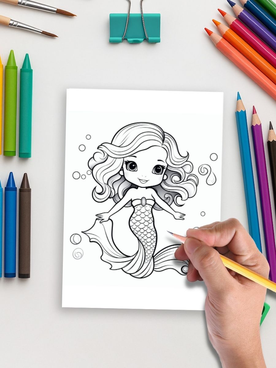 Mermaid Tales & Mythical Friends – 70 Fantasy Story Coloring Pages 5 Mermaid Tales & Mythical Friends – 70 Fantasy Story Coloring Pages - Image 5