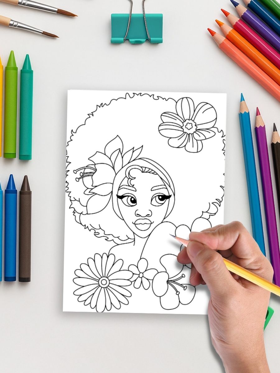 Beautifully Bold – 48 Black Girl Coloring Pages 5 Beautifully Bold – 48 Black Girl Coloring Pages - Image 5