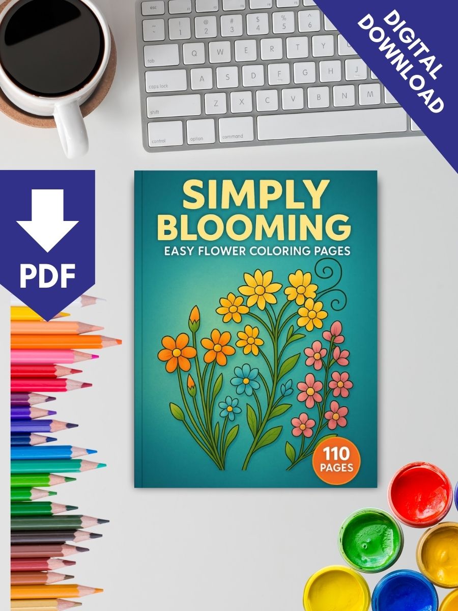Simply Blooming – 110 Easy Flower Coloring Pages 2 Simply Blooming – 110 Easy Flower Coloring Pages - Image 2