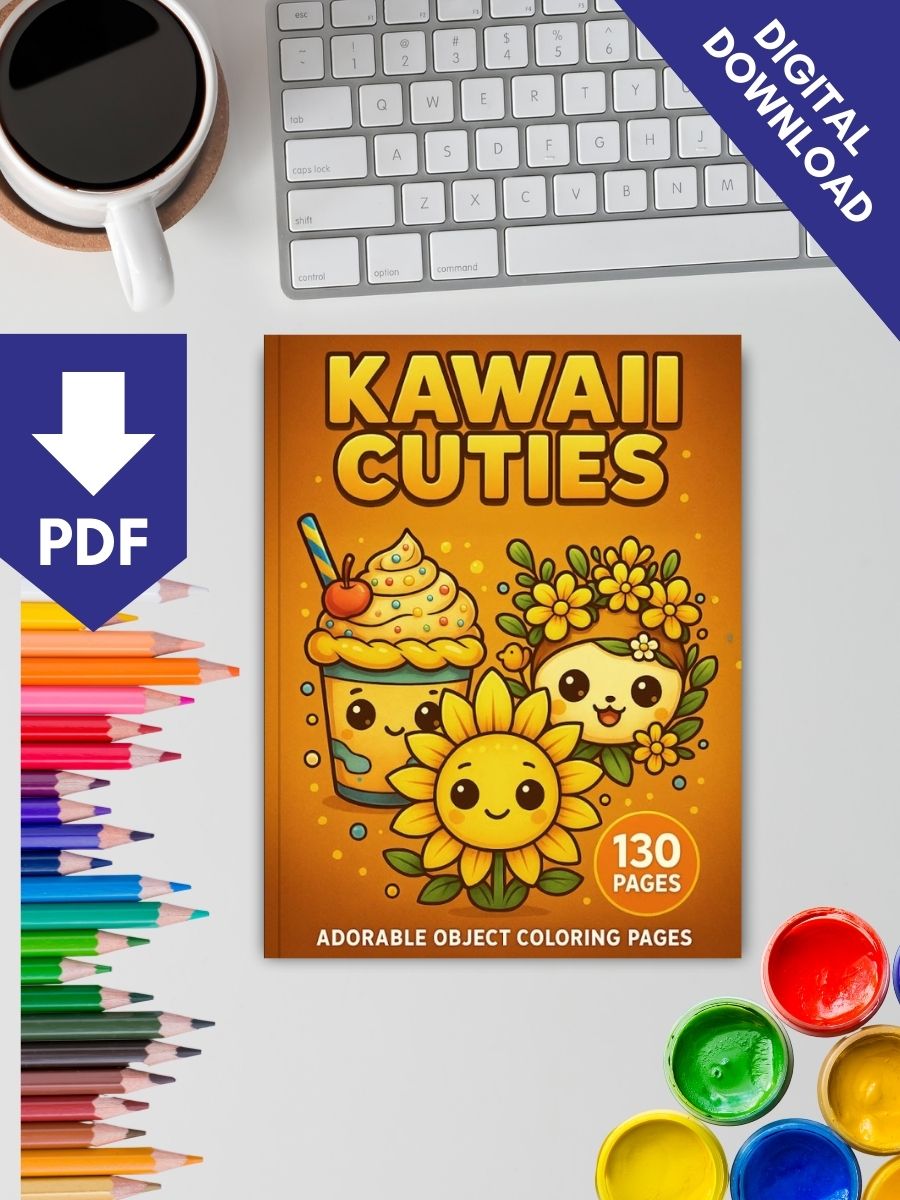 Kawaii Cuties – 130 Adorable Everyday Object Coloring Pages 2 Kawaii Cuties – 130 Adorable Everyday Object Coloring Pages - Image 2