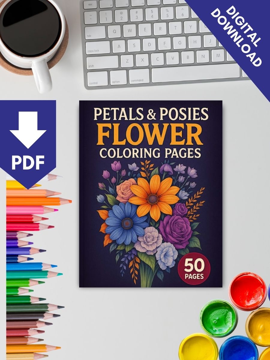 Petals & Posies – 50 Flower Coloring Pages 2 Petals & Posies – 50 Flower Coloring Pages - Image 2